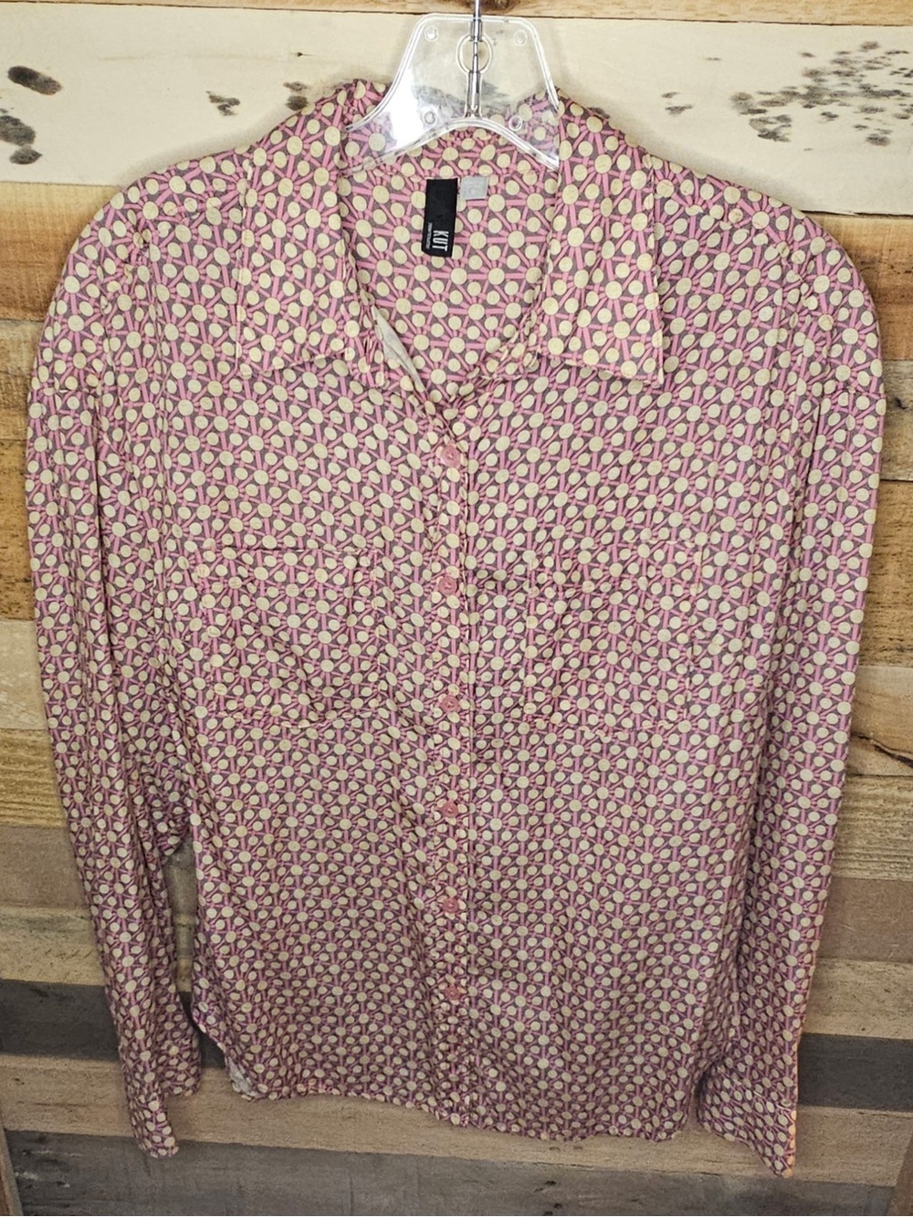 Kut from the Cloth  Womens Long-Sleeve Shirt - Pink/Cream